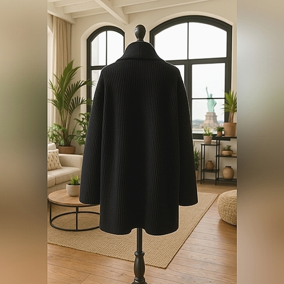 LCR Casual Men XXL Preppy Knit Wool Blend Longline Open Front Cardigan Car Coat - Picture 5 of 6